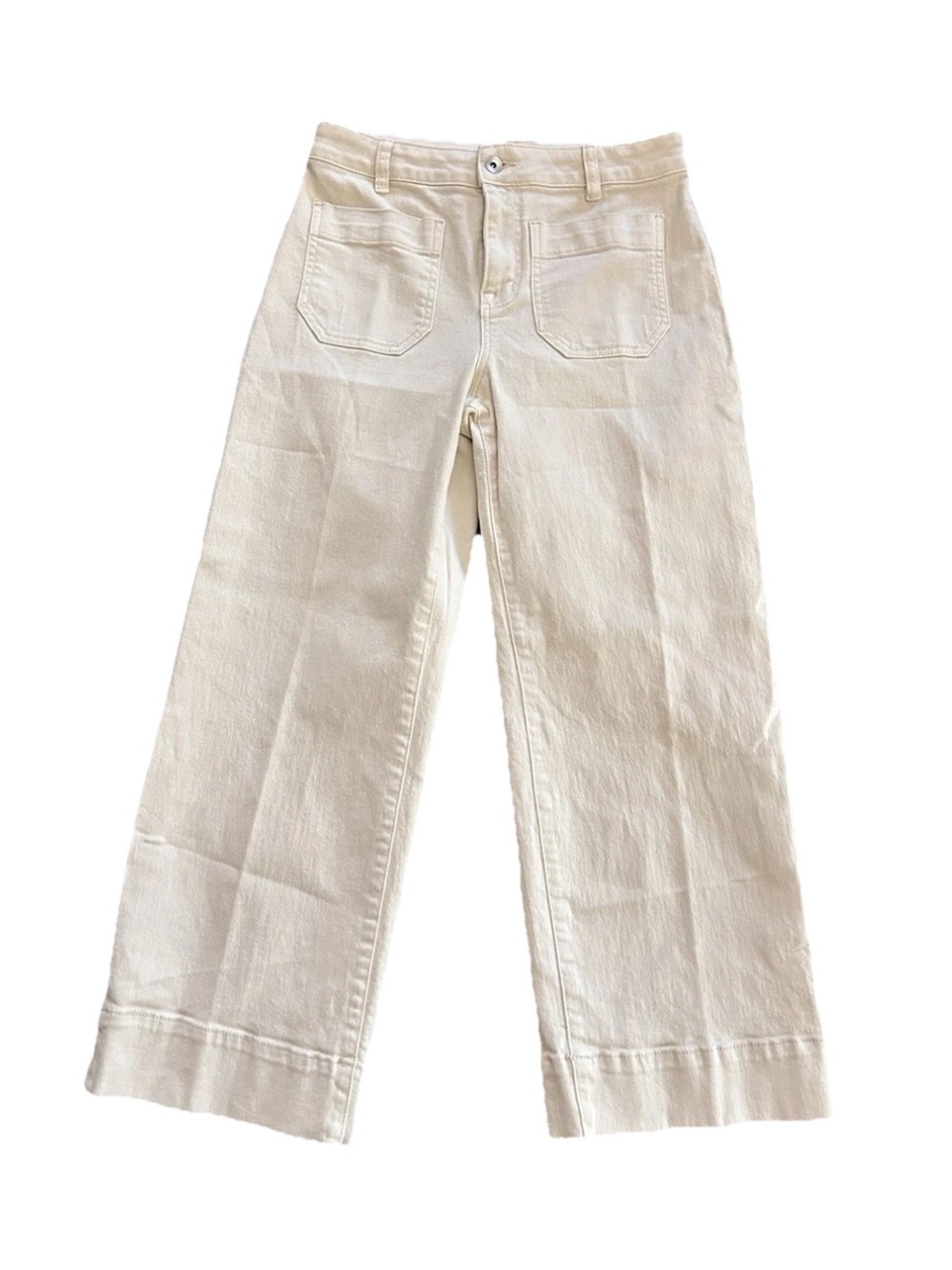 $129 Sanctuary "The Marine" Cropped Wide-Leg Jeans Size 28 cream